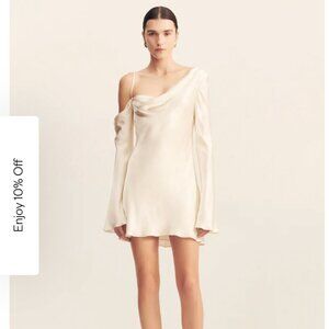 Shona Joy la lune asymmetrical long sleeve mini dress - cream